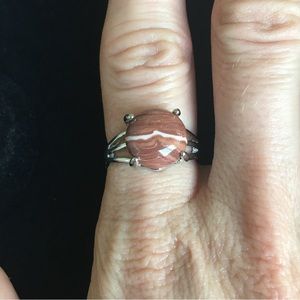 Earthy Brown and White Stone Fashion Ring